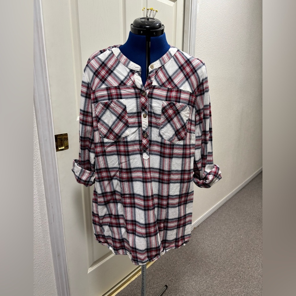 Eddie Bauer plaid flannel tunic, 2XL, like new, 100% cotton.